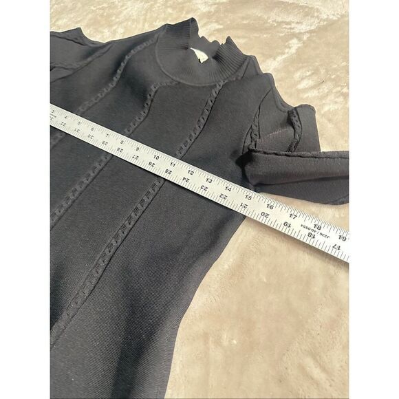 Jonathan Simkhai Women’s Size Medium Black Peplum High Neck Knit Top - Picture 5 of 7